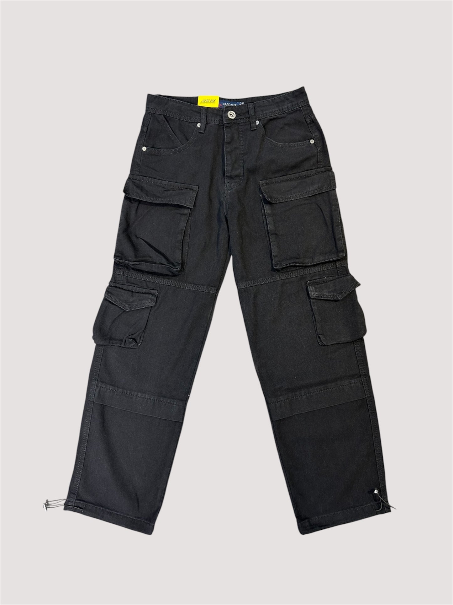 Jean cargo noir multi poches