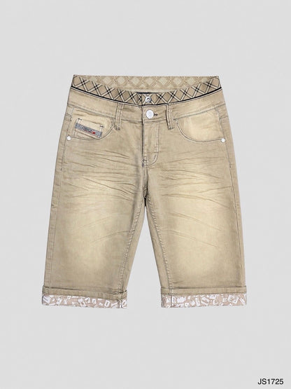 Short en jean Beige foncés