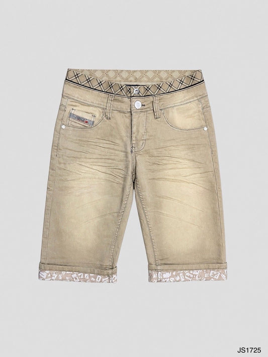 Short en jean Beige foncés
