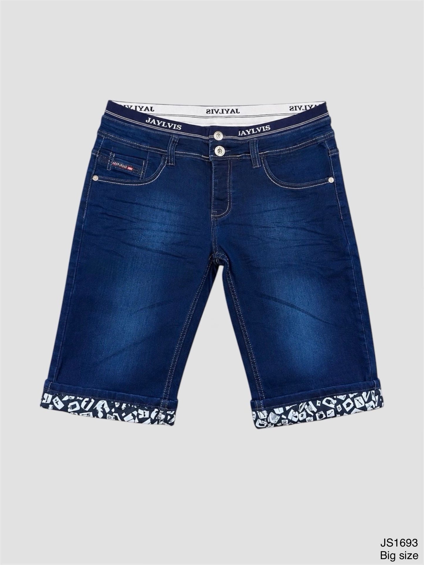 Short en jean bleu grand taille js1693