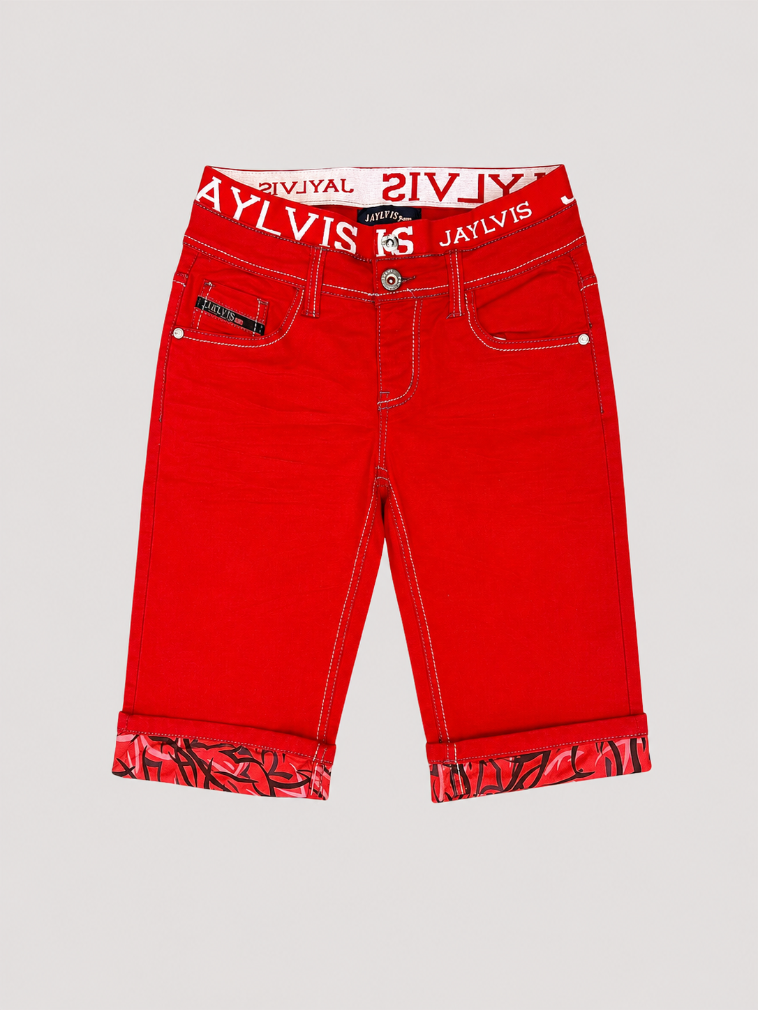 Short en jean rouge écarlate
