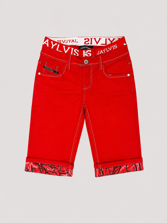 Short en jean rouge écarlate