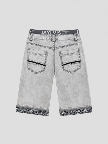 Short en jean gris délavé pour homme – Style casual et confortable