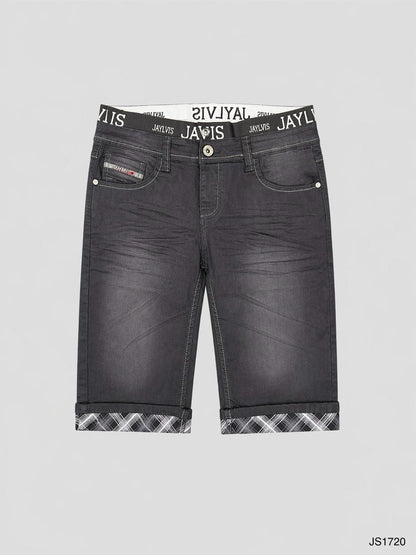 Short en jean gris pétrole
