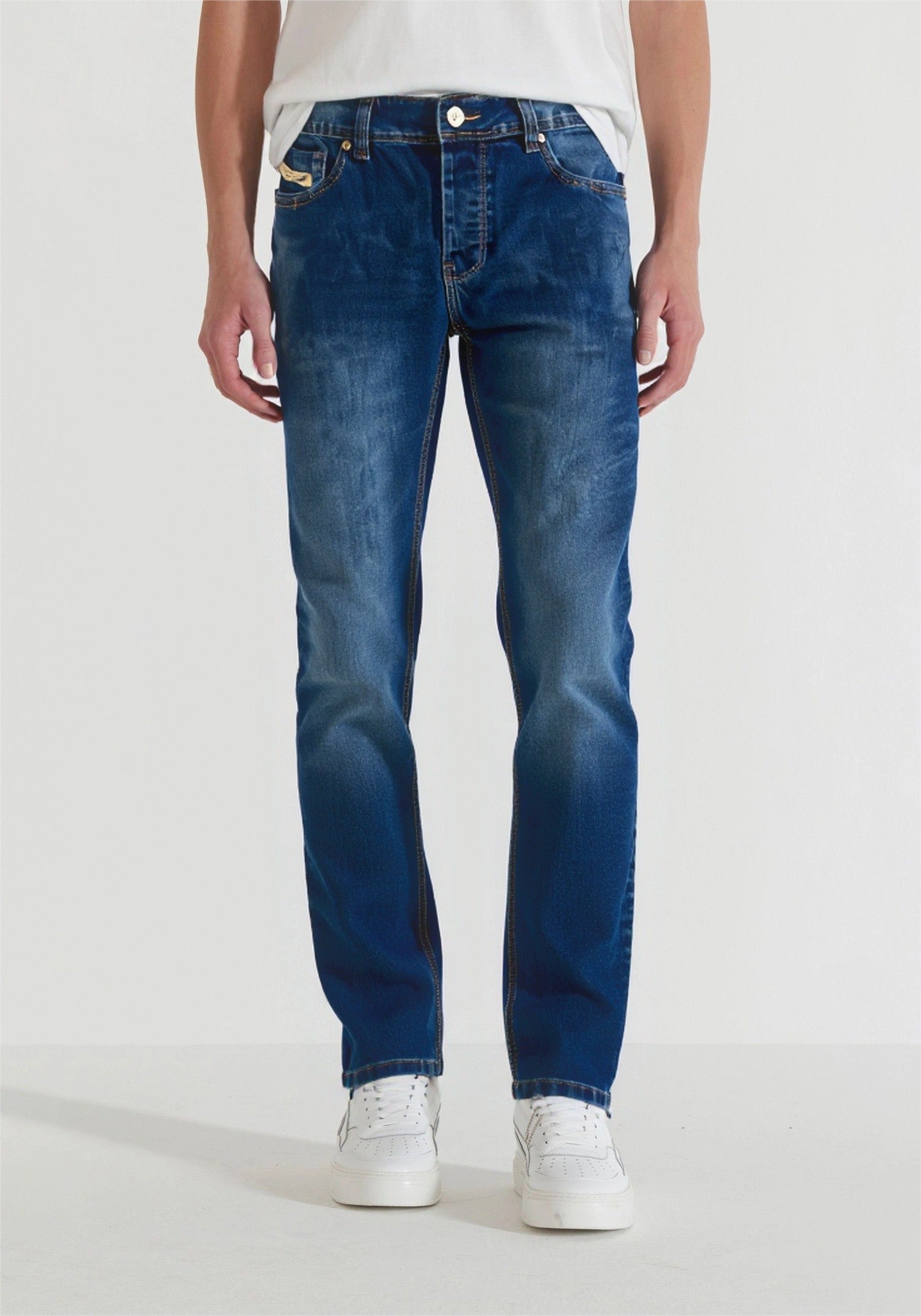 Jeans bleu stone ajusté