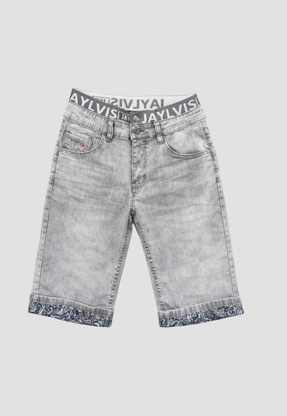 Short en jean gris délavé pour homme – Style casual et confortable